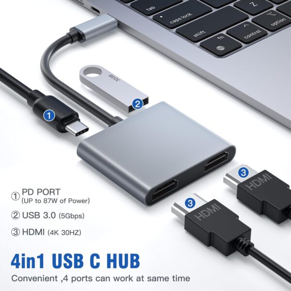 تبدیل 4 در 1 USB-C به 2پورت HDMI - Image 4