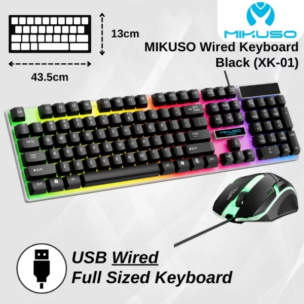 کیبورد و ماوس گیمینگ سیم دار  RGB میکاسو مدل XK-01 - Image 5
