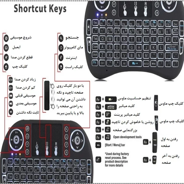 مینی کیبورد و ماوس لمسی بک لایت i8 - Image 4