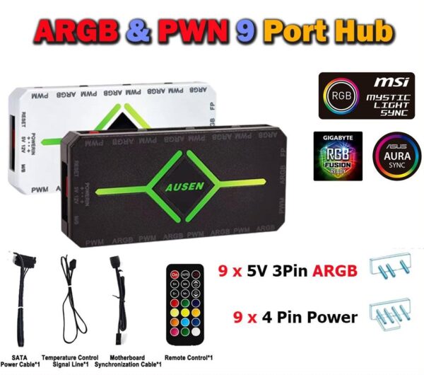 کنترلر 9 پورت ARGB و هاب فن کیس AUSEN - Image 5