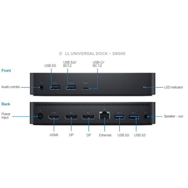 داک استیشن دل Dell D6000 UNIVERSAL USB-C Docking Station - Image 2