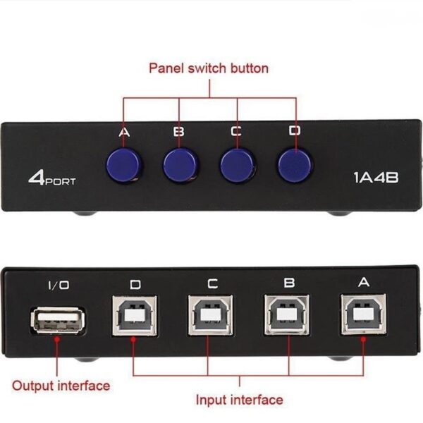 دیتا سوییچ دستی 4 پورت پرینتر مدل 1A4B - Image 2