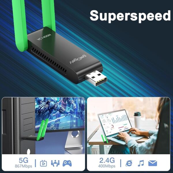 کارت شبکه USB دو انتن 5db برند وگیگ مدل v-k1400 - Image 3